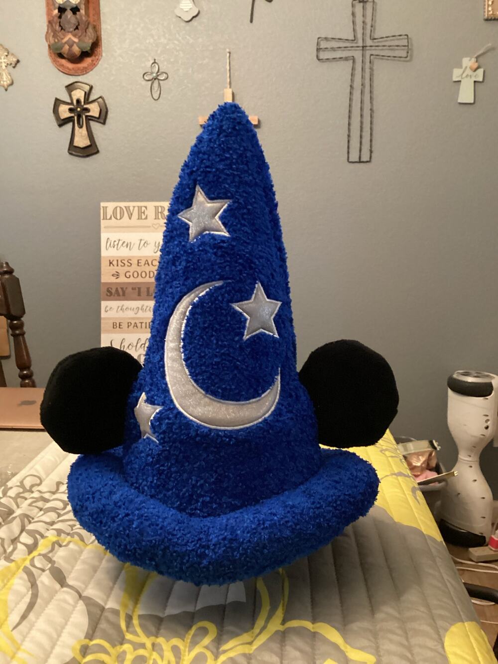 Disney Parks Mickey Mouse Sorcerer's Apprentice Fuzzy Fantasia Plush Adult Hat